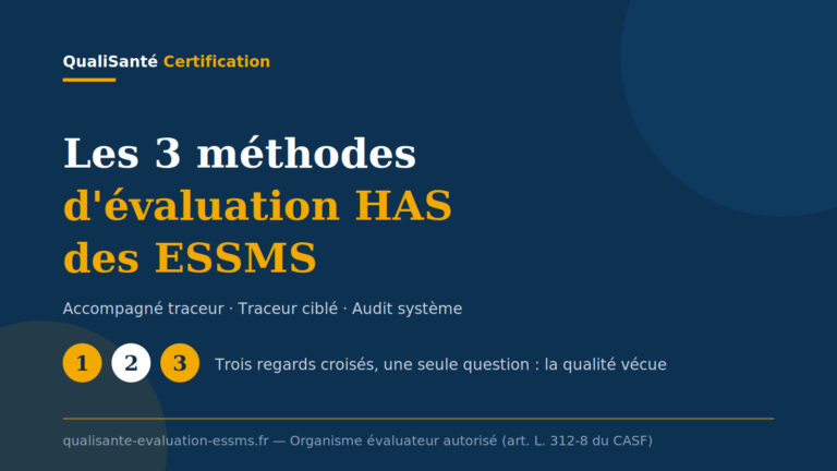 Les 3 méthodes d'évaluation HAS des ESSMS : accompagné traceur, traceur ciblé et audit système (QualiSanté Certification)